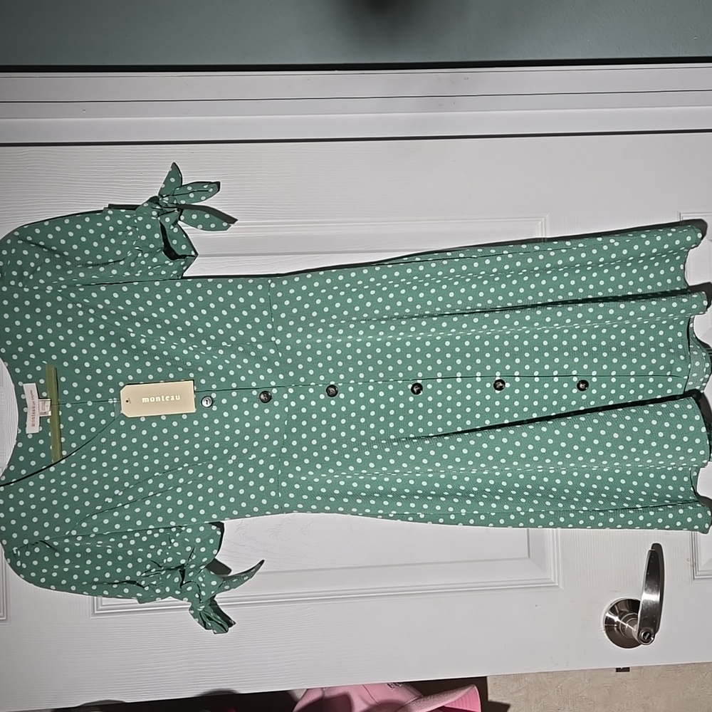 (New) Monteau Mint Green Polka Dot Midi Dress Size Small